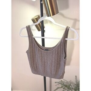 Gap tank acrylic blend extra soft MED tan neutral layering day easy wear fave ec